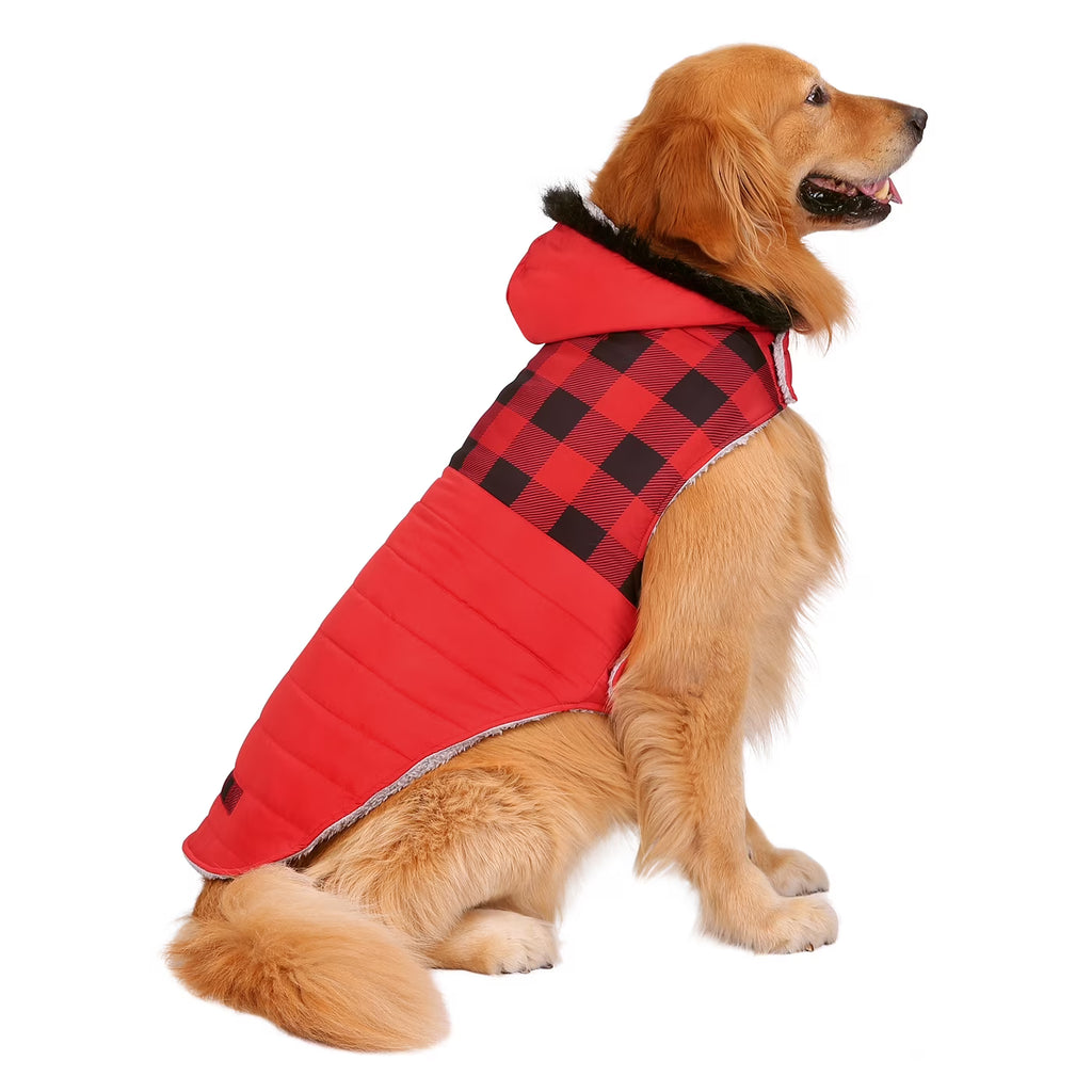 Fleece Lined Dog Puffer Jacket with Harness Hole Q276