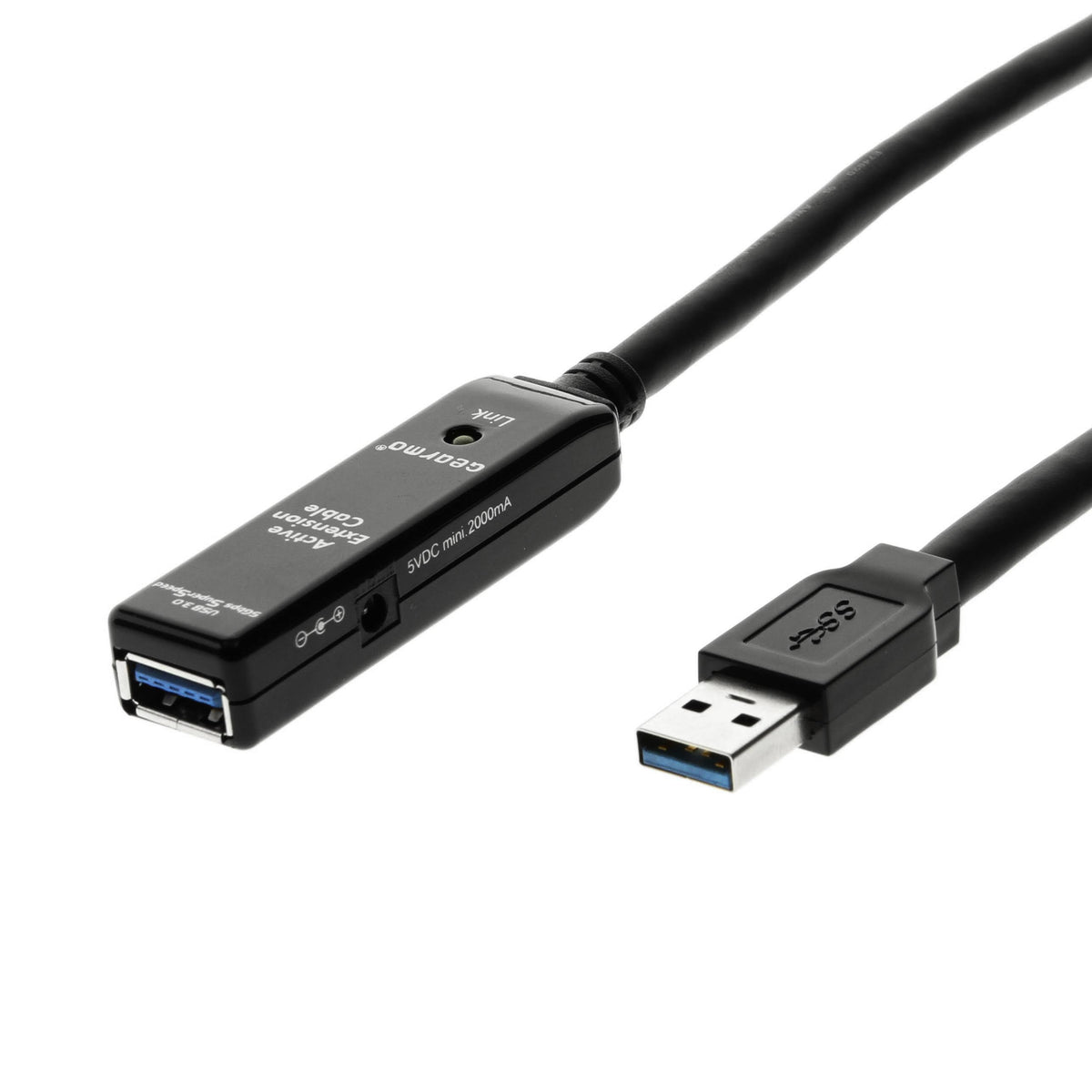 USB 3.0 Extension Cable 65ft. A-Male to A-Female with Power Amplifer AC Adapter J6714
