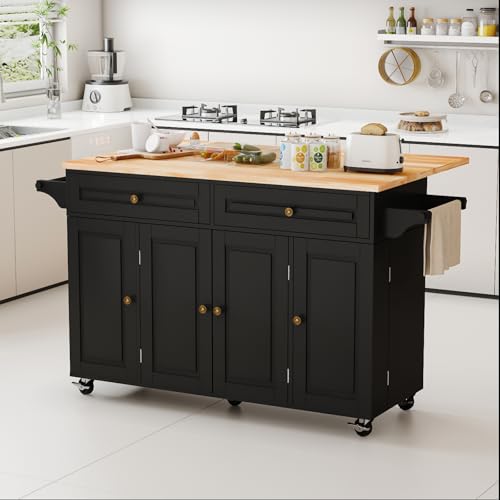 White Movable Kitchen Island with Drop Leaf and Power Outlet M6441