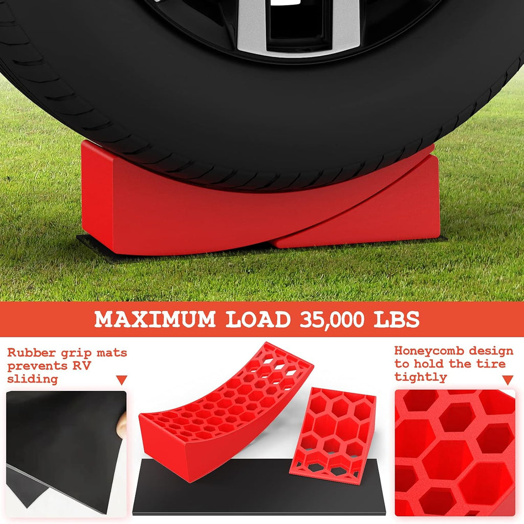 RV Leveling Blocks Kit with Curved Levelers and Chocks L135