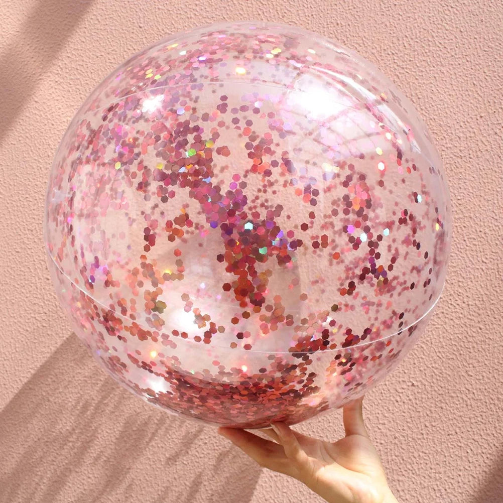 2pcs Glitter Sequin Beach Balls Inflatable PVC Toys with Pumps D597044