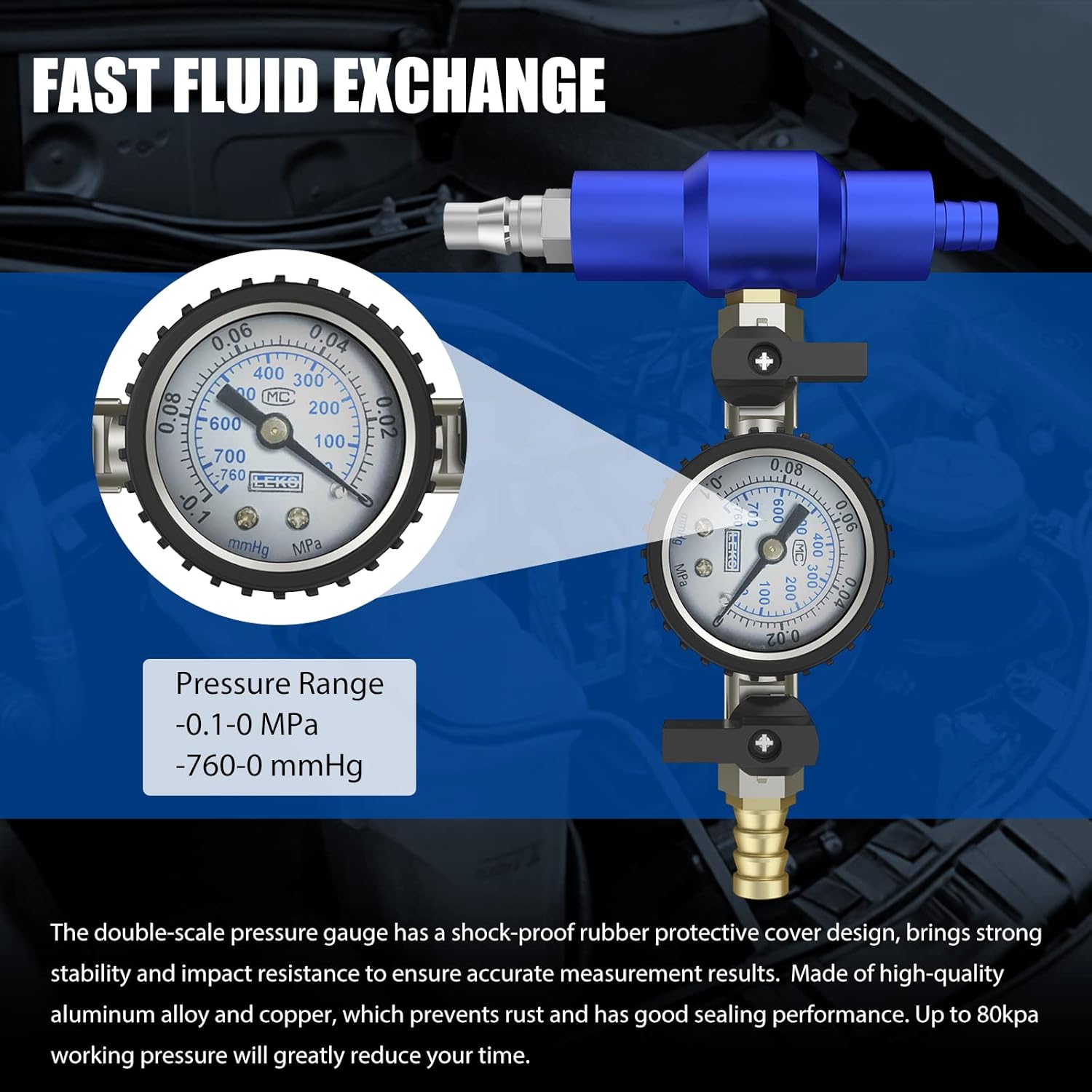 Coolant Vacuum Pressure Tester Filling Kit with Air Connector, Pack of 2 W83362