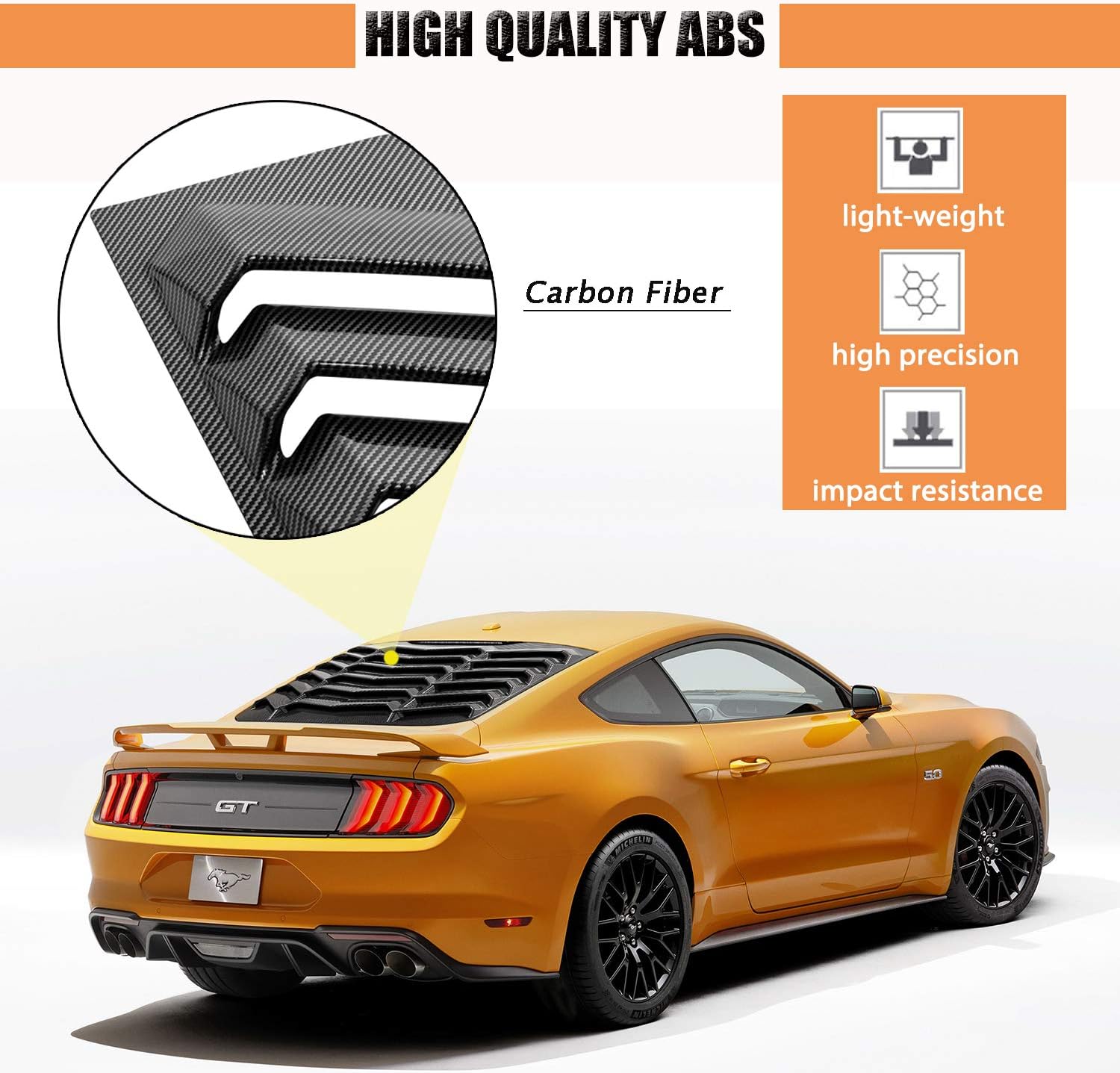 Carbon Fiber Rear Window Louvers for Ford Mustang N4779