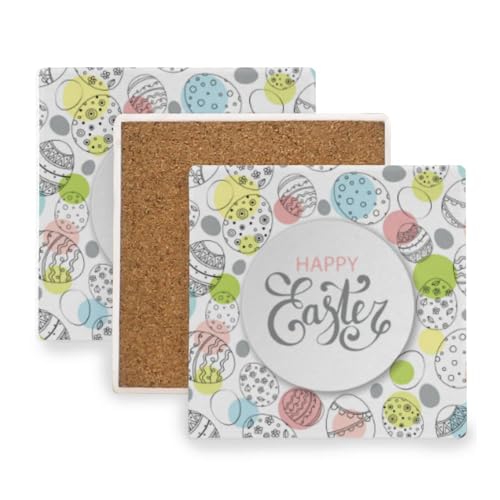 4 Packs Ceramic Stone Coasters with Cork Base Z906589
