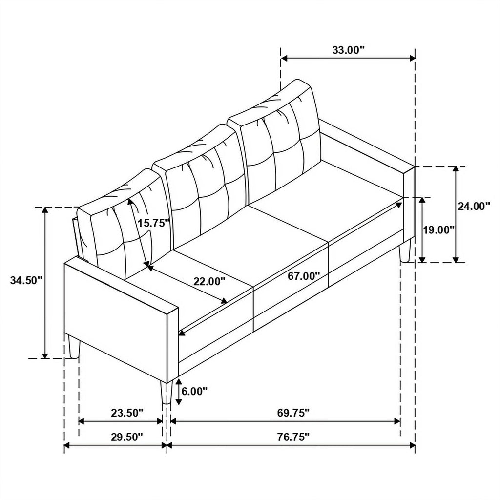 Gray Upholstered Fabric Sofa with Track Arms Q213397