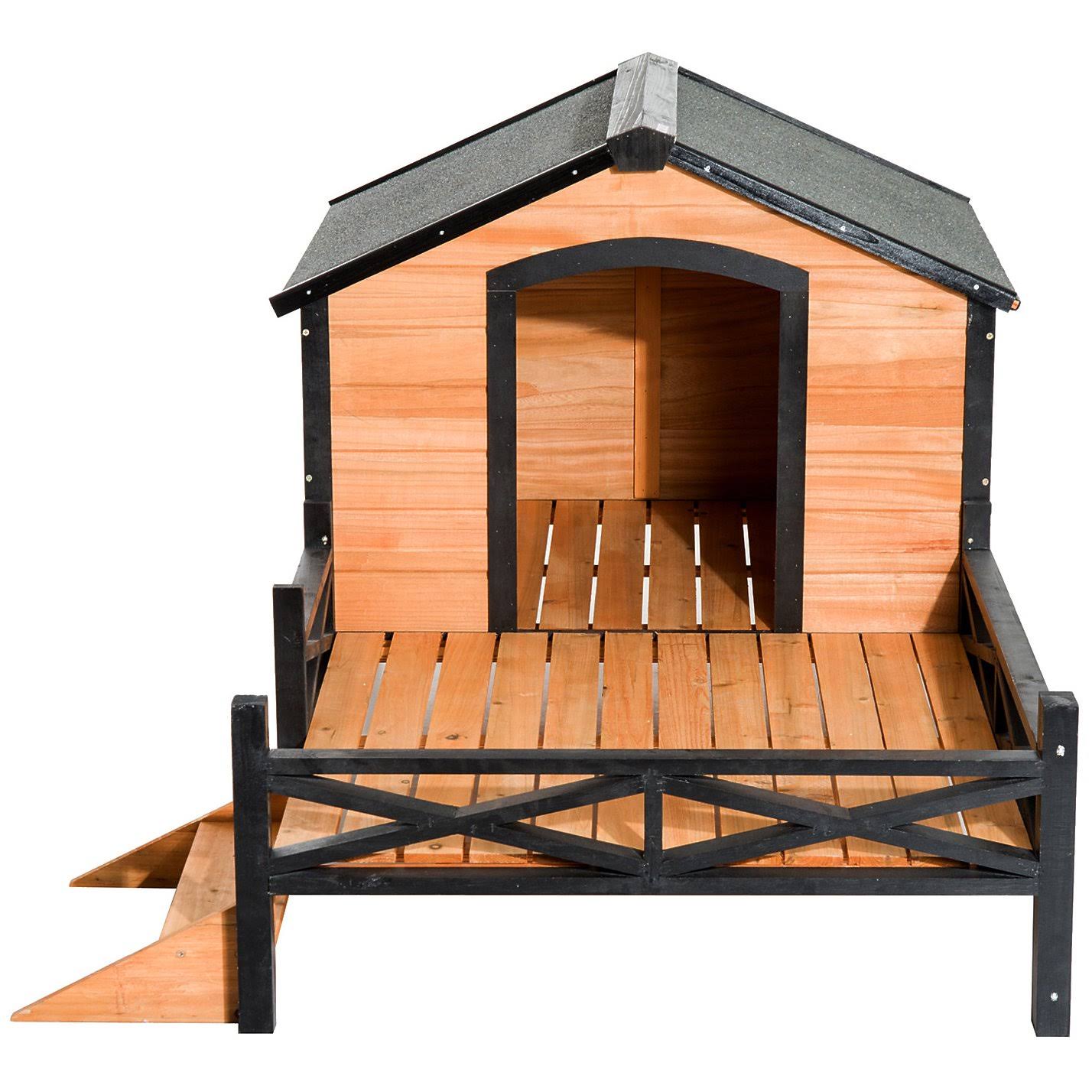 Covered Elevated Dog House with Porch D76952