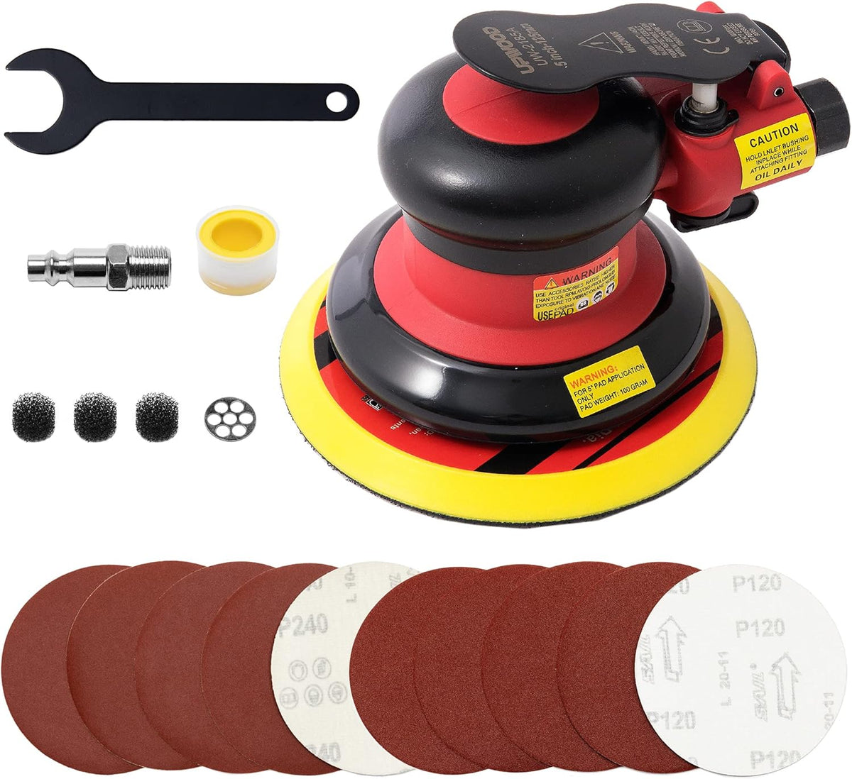 5 inch Air Random Orbital Sander, Dual Action Pneumatic Palm Sander, Pack of 2 K1009