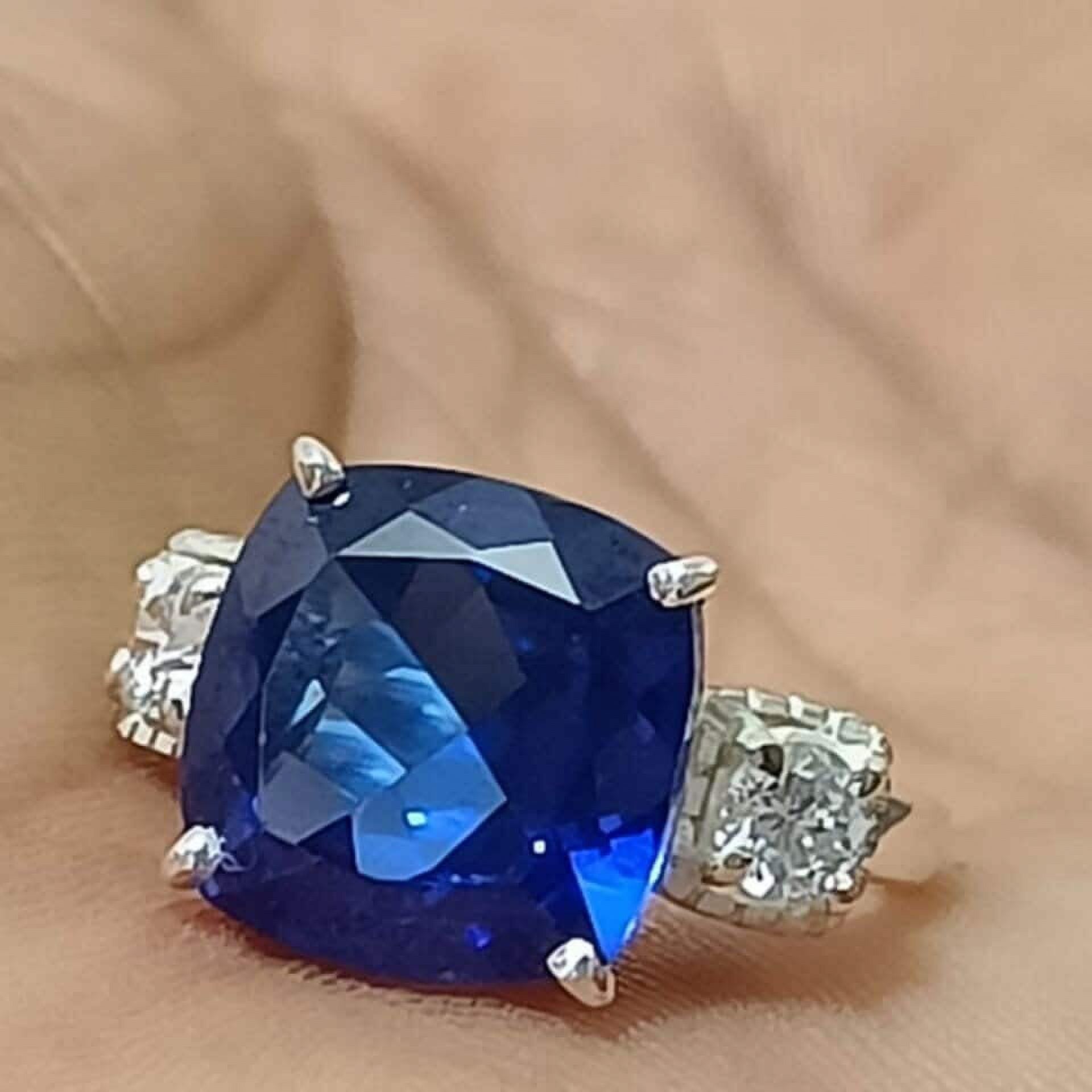 Elongated Cushion Engagement Ring with Blue Sapphire D112205