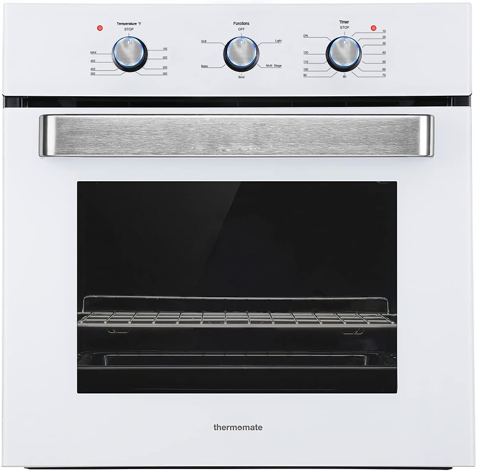 24 Inch Single Wall Electric Oven with 9 Cooking Functions in Stainless Steel N202