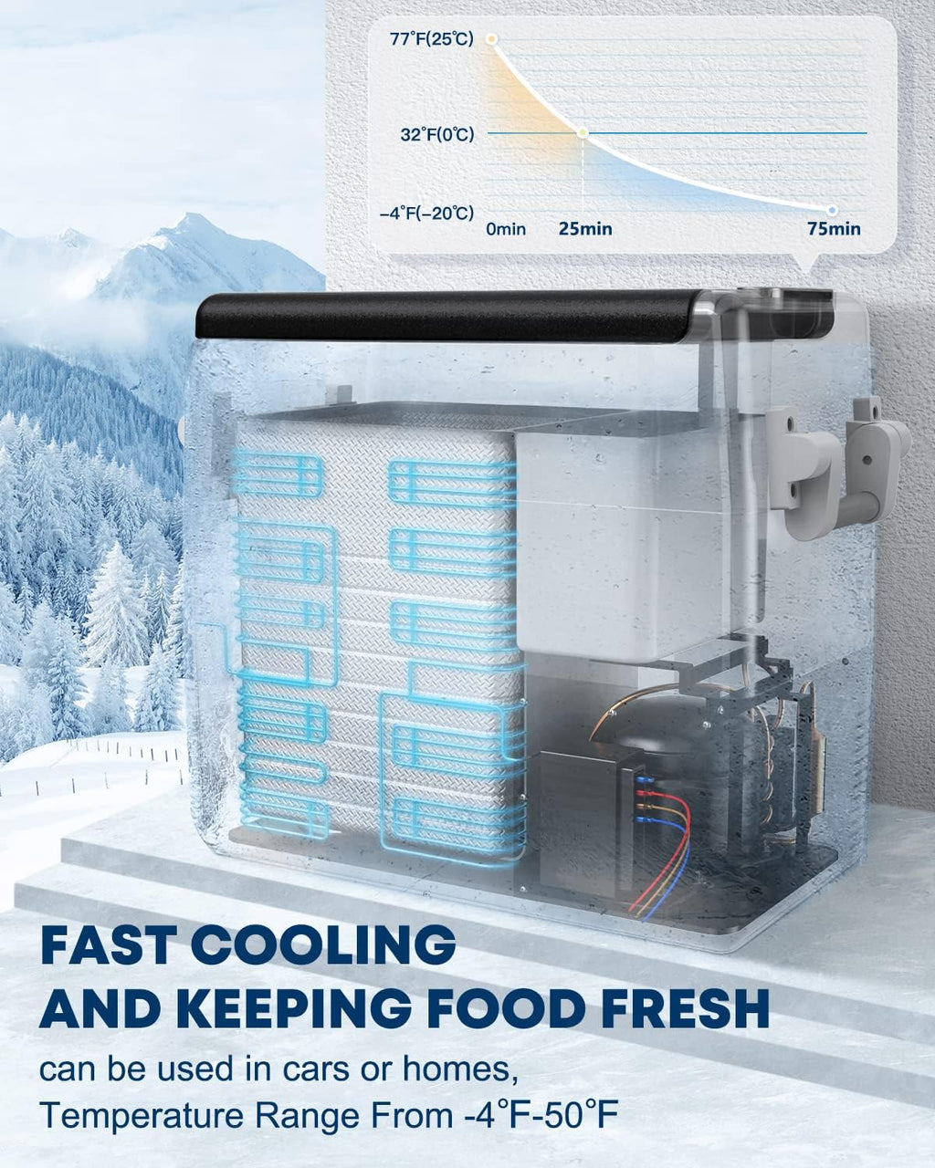 12 Volt Portable Car Fridge 53 Quart Dual Zone Freezer N5821