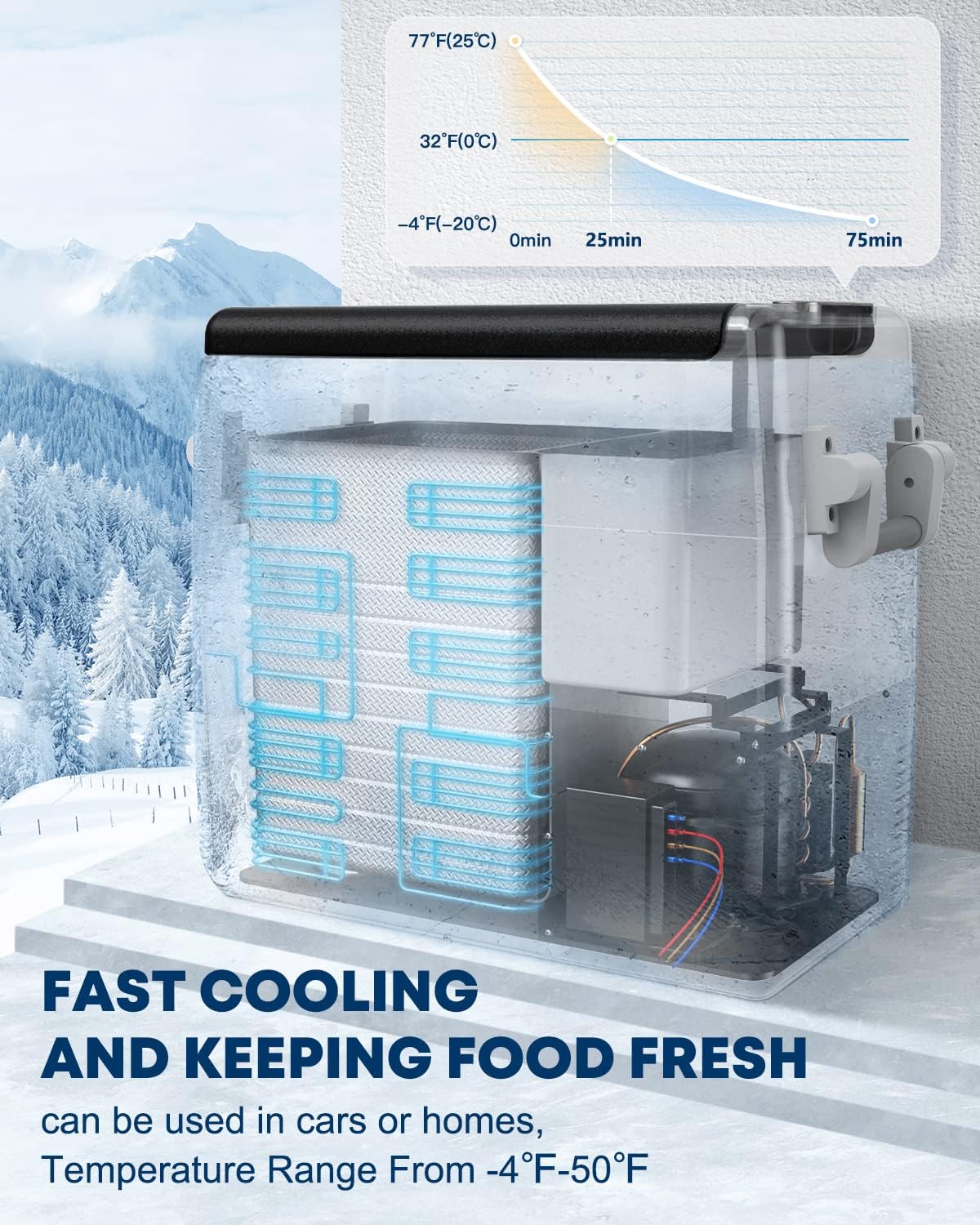12 Volt Portable Car Fridge 53 Quart Dual Zone Freezer N5821