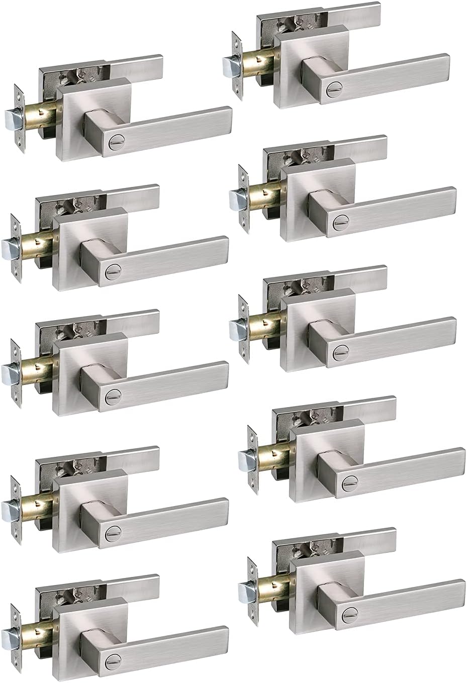 Pack of 6 Satin Nickel Heavy Duty Lever Door Lock Handle J551354