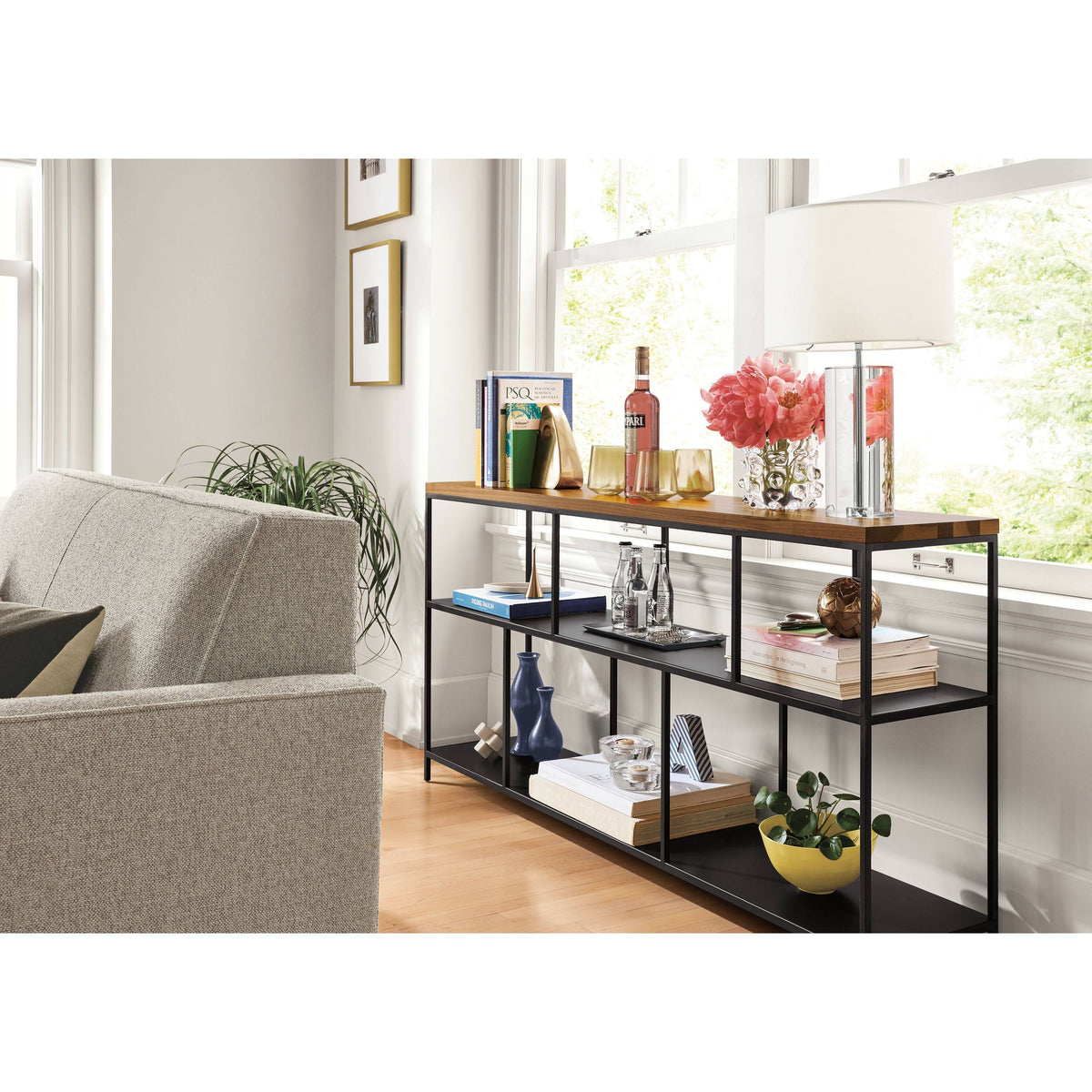 Bowen Console Table with Clear Tempered Glass Top and White Base S300894