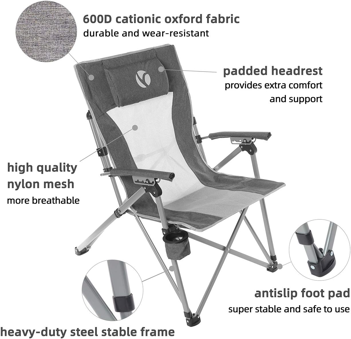 Folding Camping Chair 4 Position Portable Outdoor Chair Z961