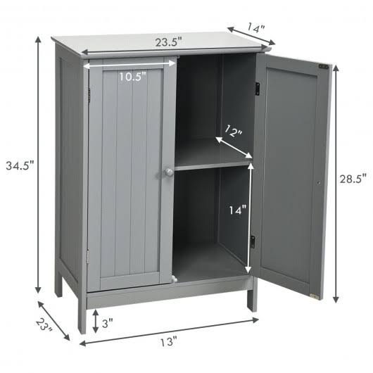 Gray Double Door Bathroom Floor Cabinet I88670
