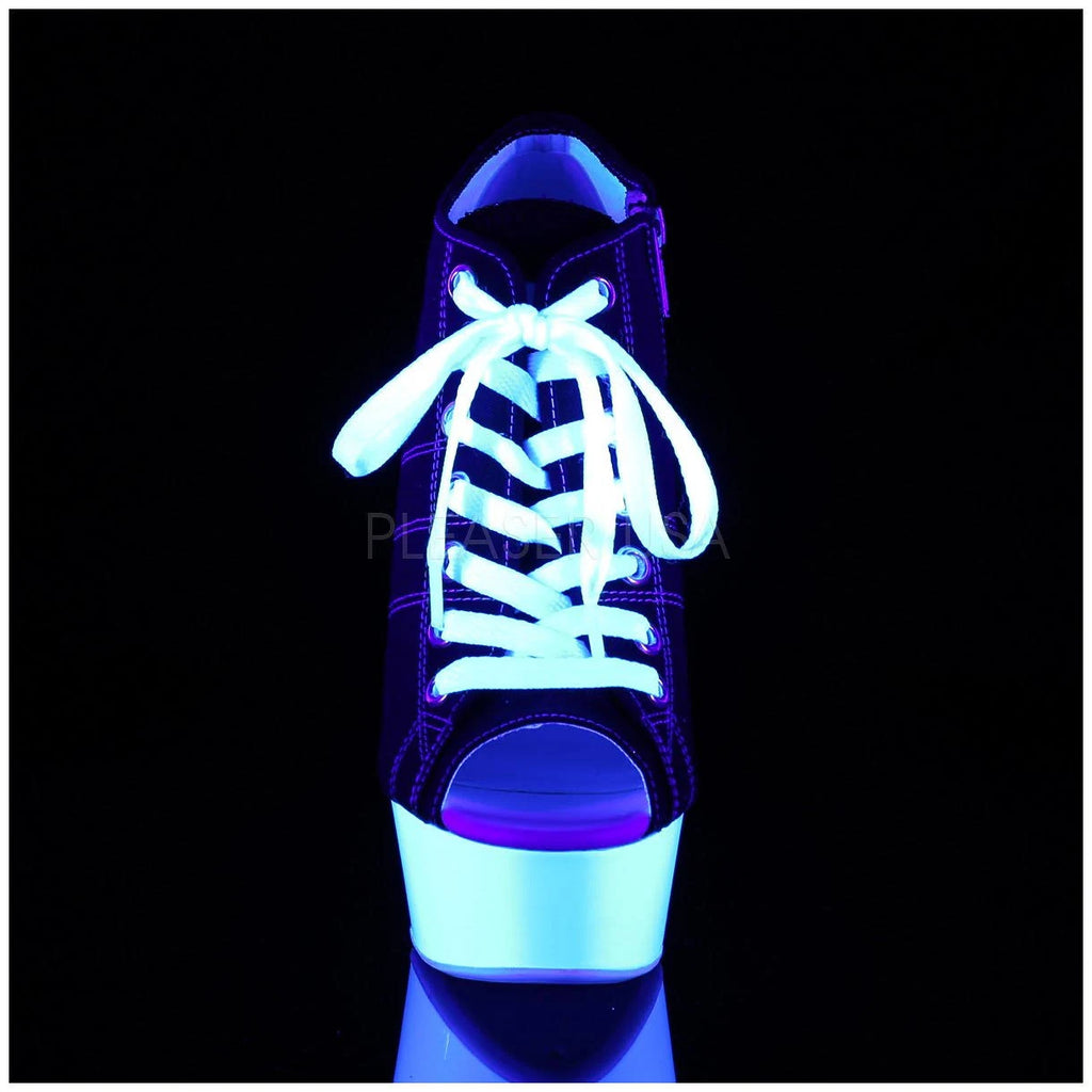 11 Black Canvas Neon White Heels X793597