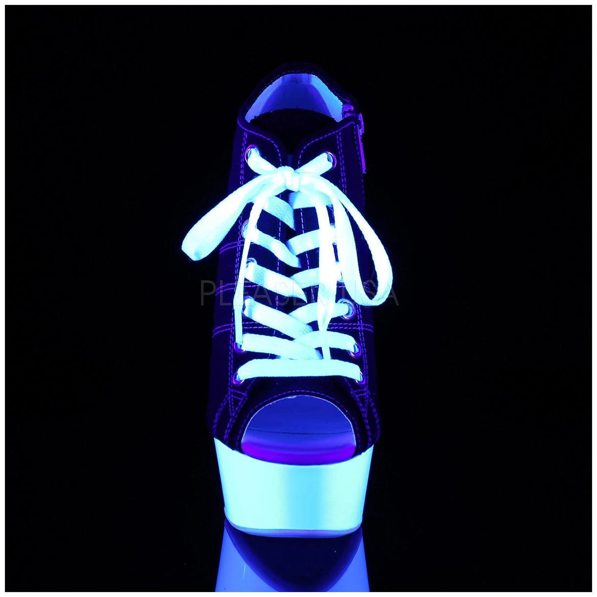 11 Black Canvas Neon White Heels X793597