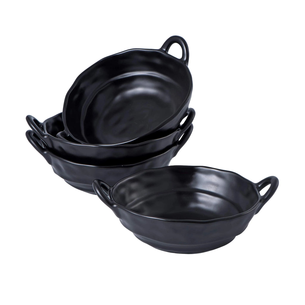 Black Ceramic Matte Glazed Bowls Set of 4 W112210