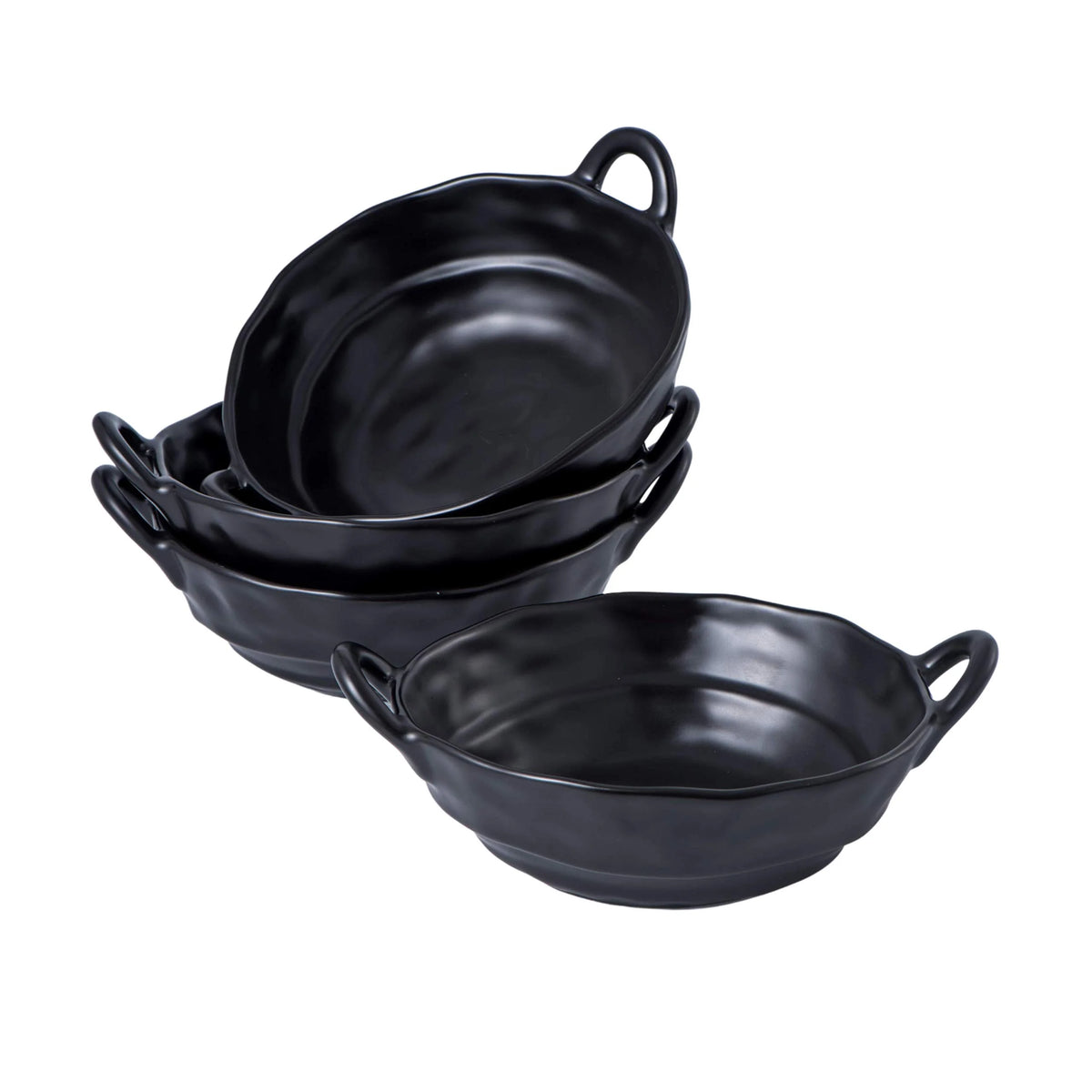 Black Ceramic Matte Glazed Bowls Set of 4 W112210