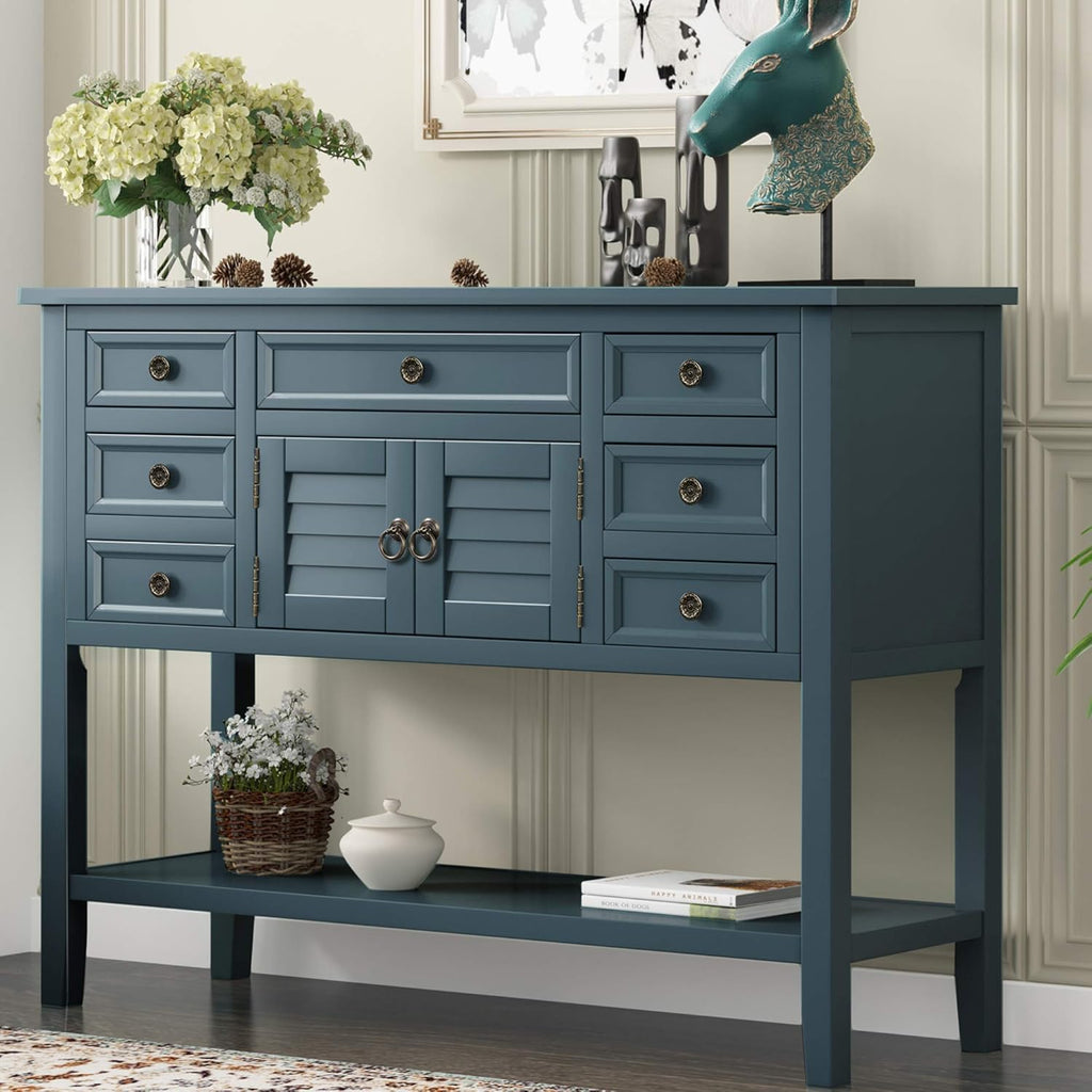 Console Table with Cabinet and 7 Storage Drawers F526