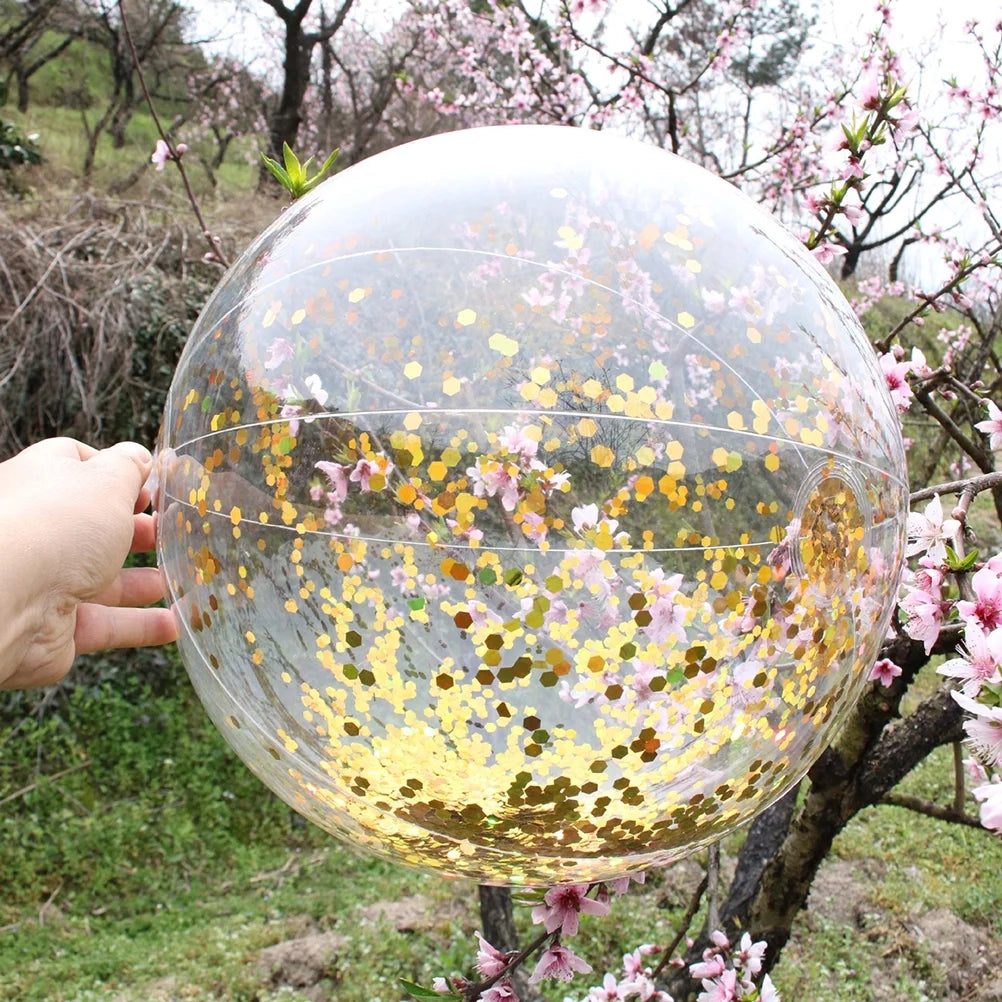 2pcs Glitter Sequin Beach Balls Inflatable PVC Toys with Pumps D597044