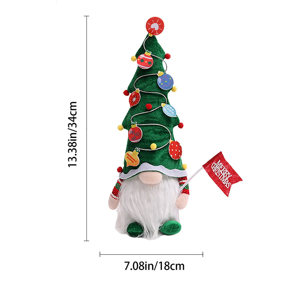 Luminous Faceless Doll Christmas Tree Hat Hair Doll Holding Flag Doll Children's Gift *1 Pair G90541