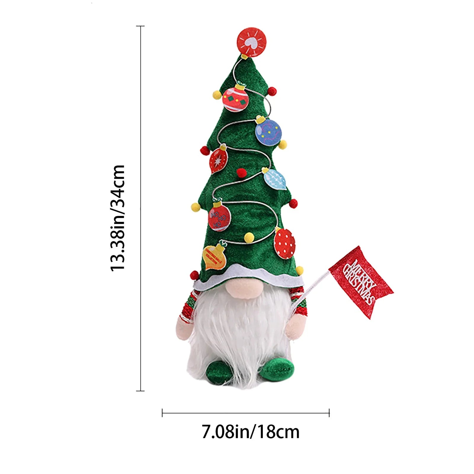 Luminous Faceless Doll Christmas Tree Hat Hair Doll Holding Flag Doll Children's Gift *1 Pair G90541