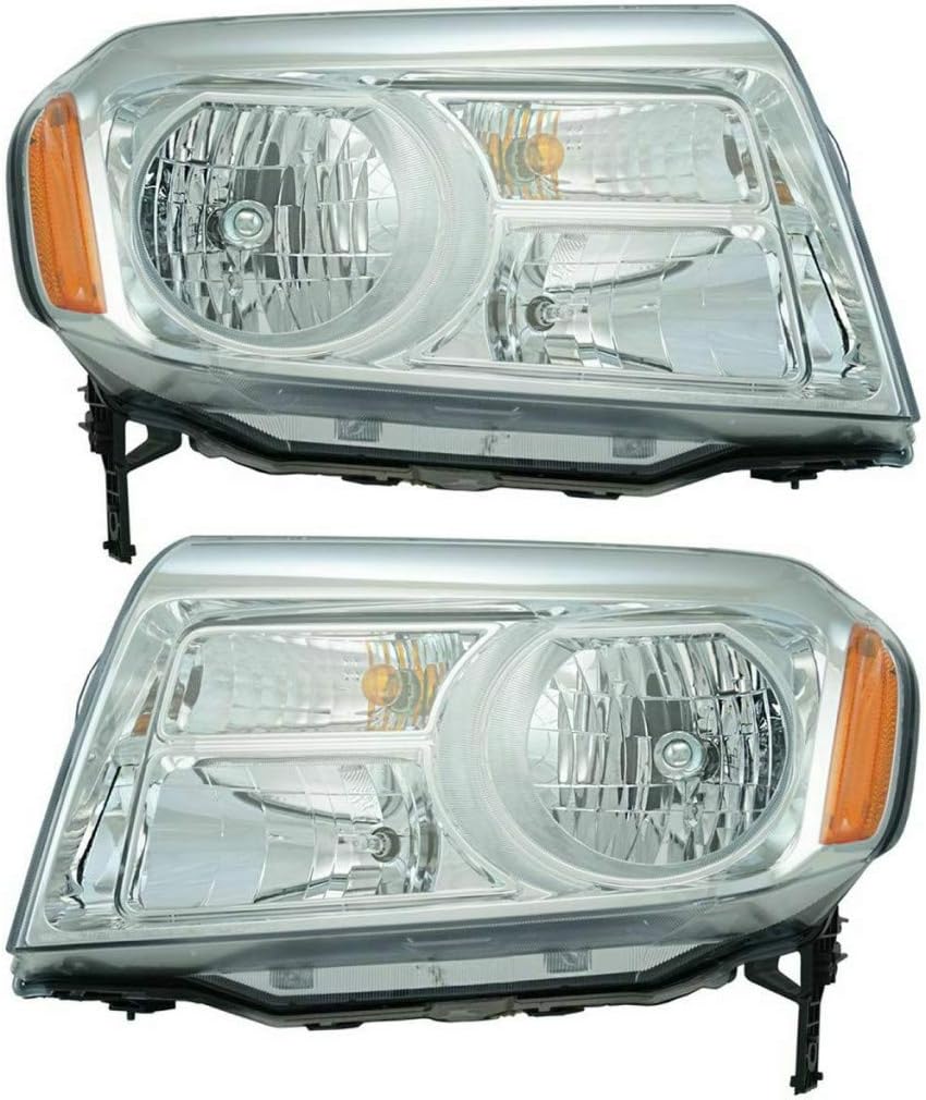 Headlight Assembly for 2012 2013 2014 Honda Pilot Driver and Passenger Side with Bulbs D164582