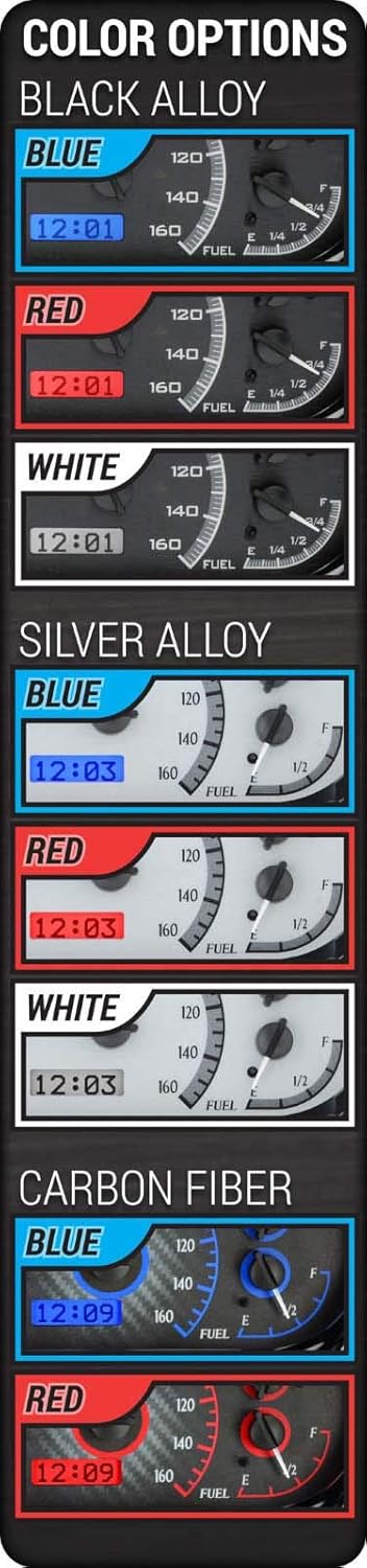 Analog Dash Gauges Black Alloy Blue D83057