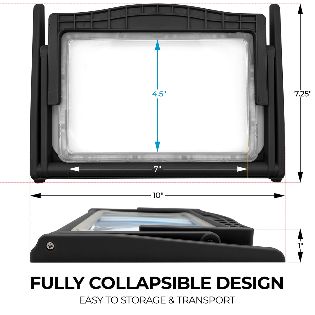 5X Large LED Full Page Magnifying Glass with Collapsible Hands-Free Stand & 3 Color Modes U17435