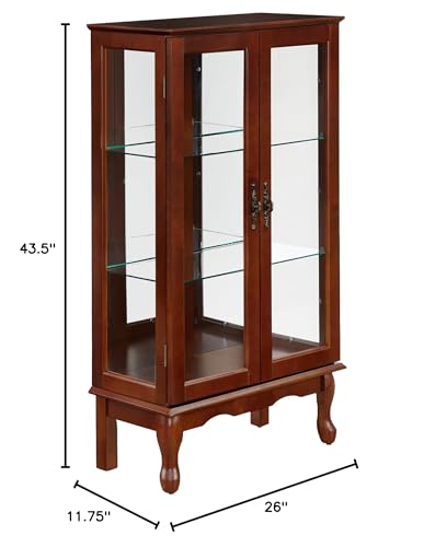 Walnut Wall Curio Cabinet with Tempered Glass Doors P409594
