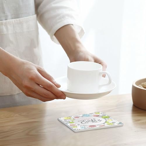 4 Packs Ceramic Stone Coasters with Cork Base Z906589