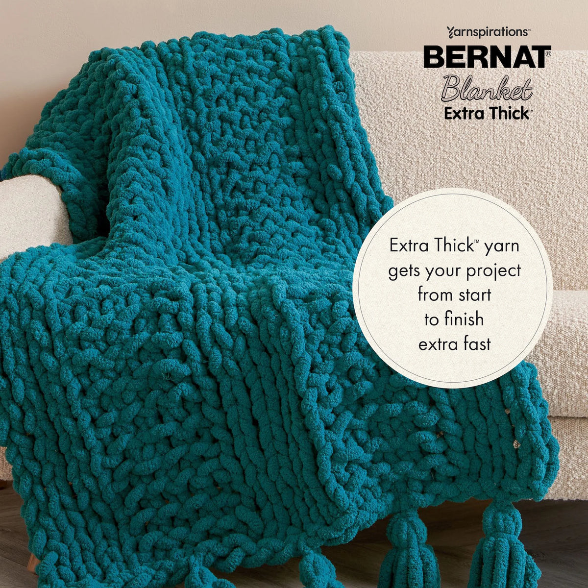 Bernat Blanket Extra Thick Jumbo Polyester Yarn, Clay, 21.2oz, 72 Yards (2 Pack) S818