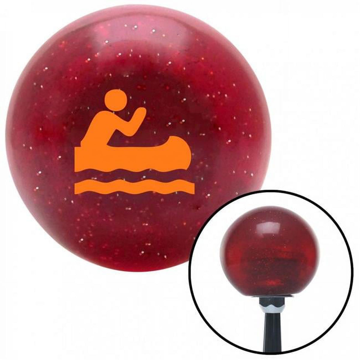 Orange Man in a Canoe Red Metal Flake Shift Knob with M16 x 1.5 Insert Y620114