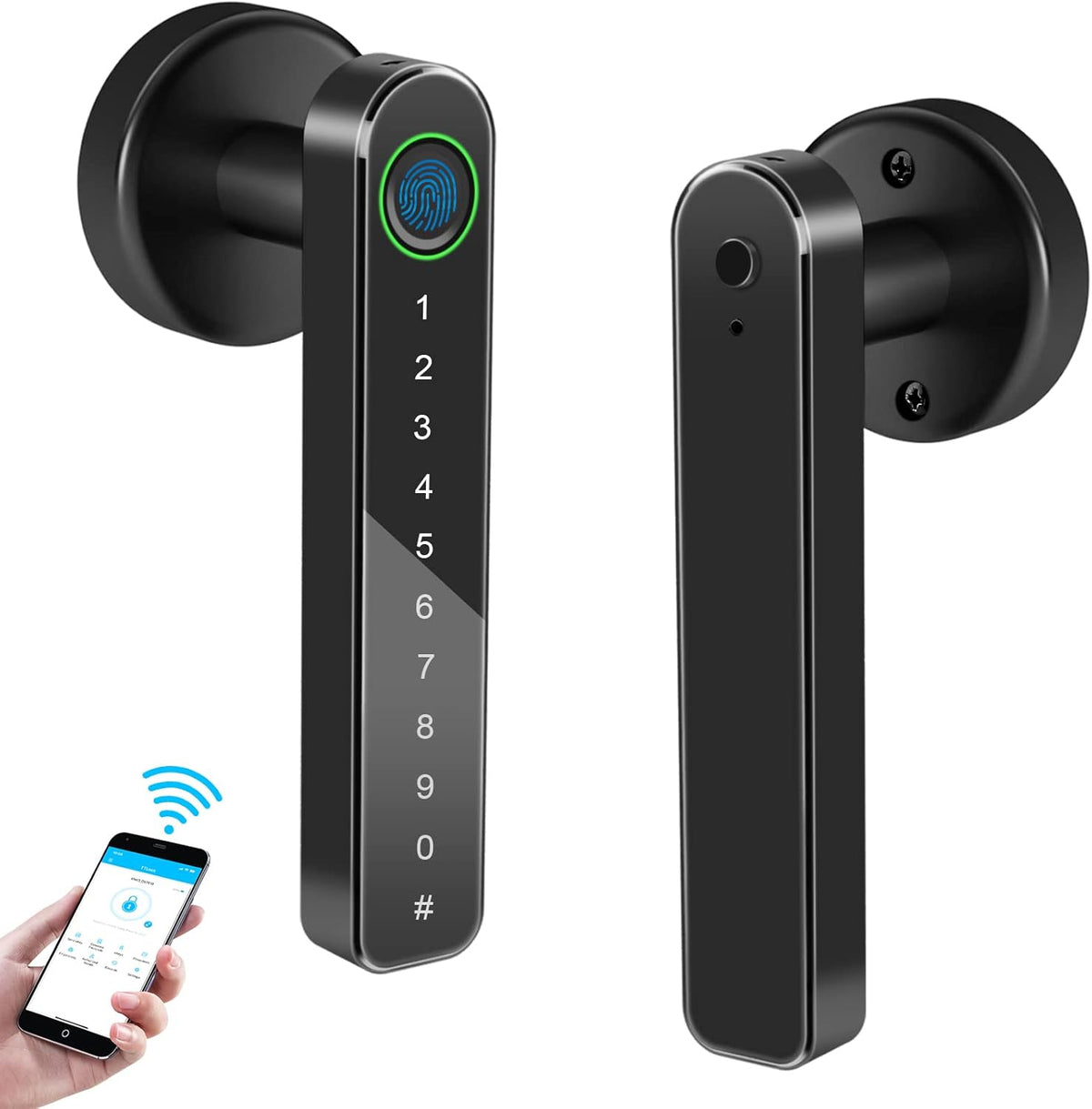 Black Keypad Door Lock with Handle Pack of 2 D9652