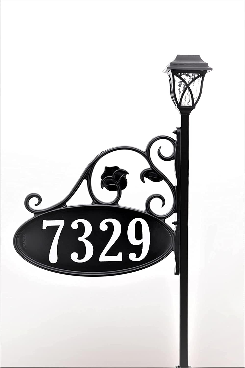 Handcrafted Double-Sided Reflective Home Address Sign with Solar Decorative Light O928511