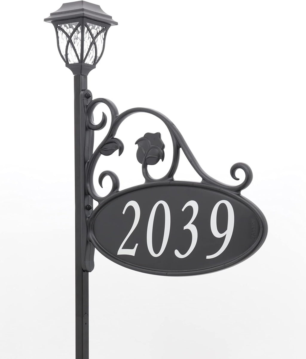 Handcrafted Double-Sided Reflective Home Address Sign with Solar Decorative Light O928511