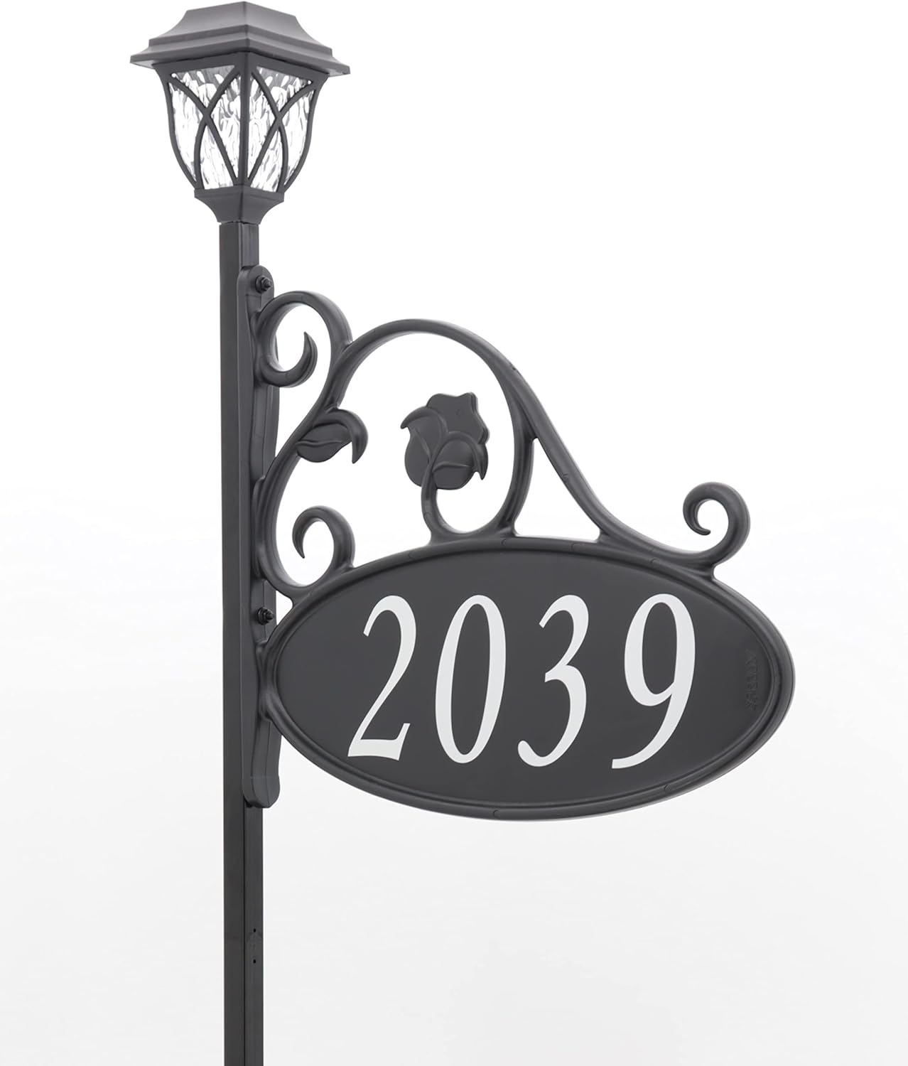 Handcrafted Double-Sided Reflective Home Address Sign with Solar Decorative Light O928511