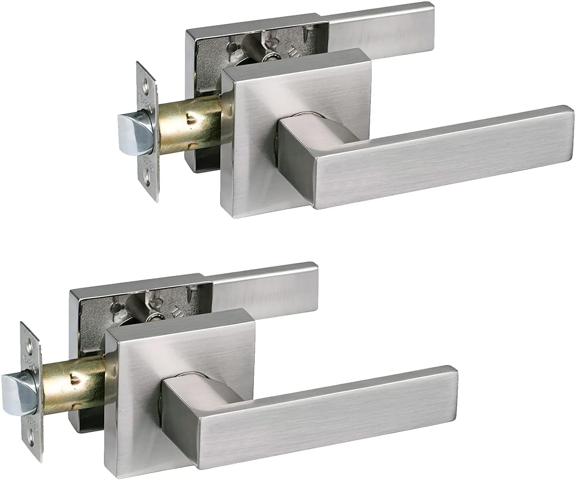 Pack of 6 Satin Nickel Heavy Duty Lever Door Lock Handle J551354