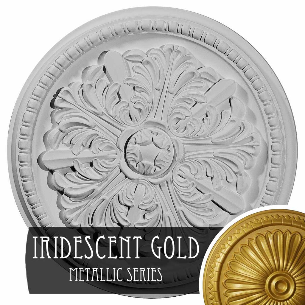 16 7/8x22OD x 1 1/2x22P Ceiling Medallion Hand-Painted Iridescent Gold C814843