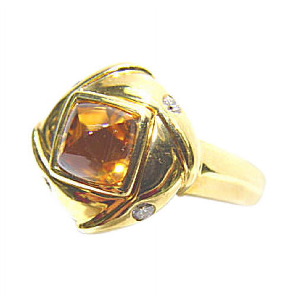 1.75 CT Citrine Square Shape Cabochon .10 Diamond Round Brilliant Art Deco Ring P544179