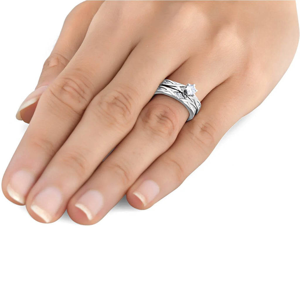14K White Gold Diamond Engagement Ring Set L66774