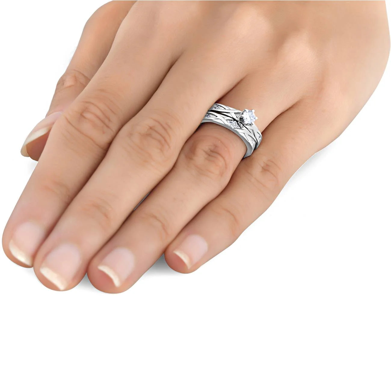 14K White Gold Diamond Engagement Ring Set L66774