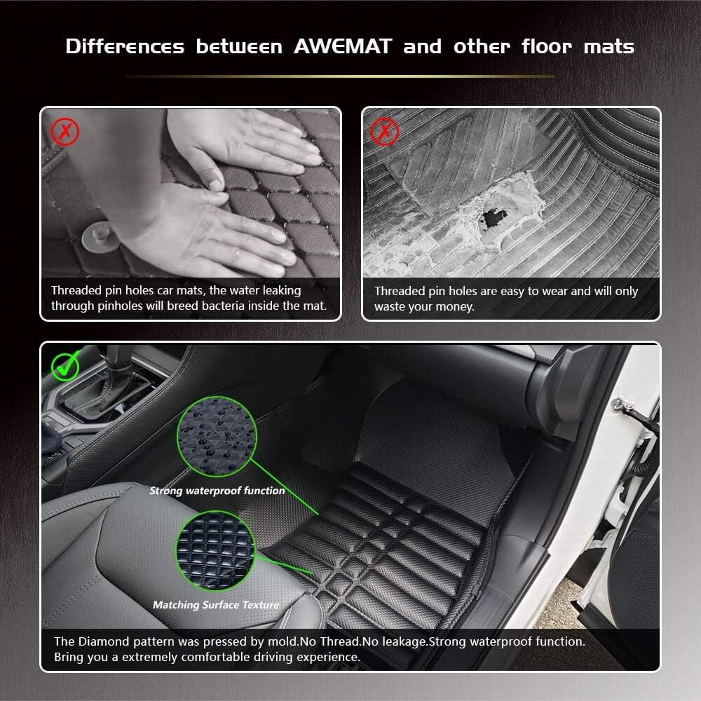 Black Waterproof Car Floor Mats for Toyota RAV4 2019-2022 D8266