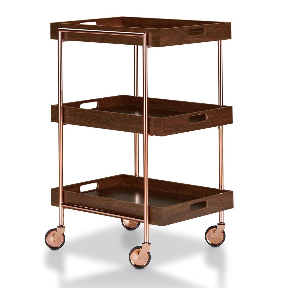 Contemporary Walnut Kitchen Cart R5646