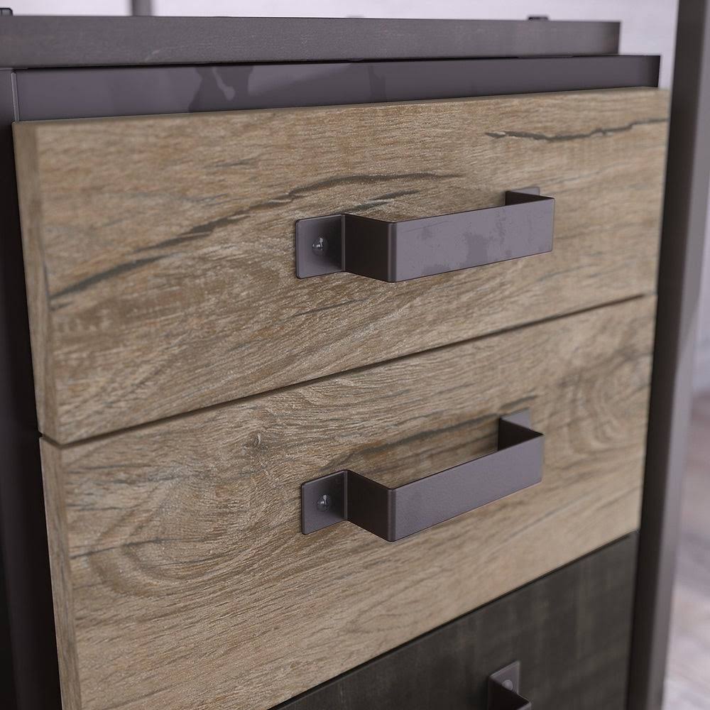 Industrial Desk with 3 Drawer Mobile File Cabinet in Dark Gray Hickory U58478