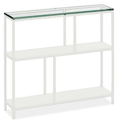 Bowen Console Table with Clear Tempered Glass Top and White Base S300894