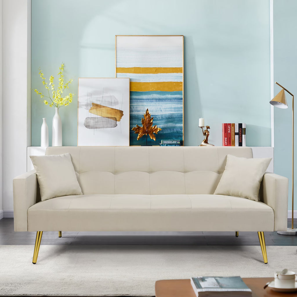Convertible Fabric Folding Futon Sofa Bed J445
