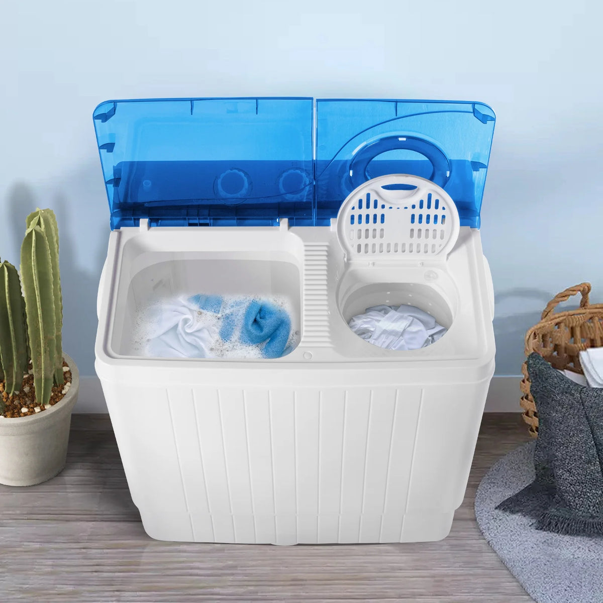 Semi-automatic Twin Tub Washing Machine, 26Lbs, White&Blue G9526