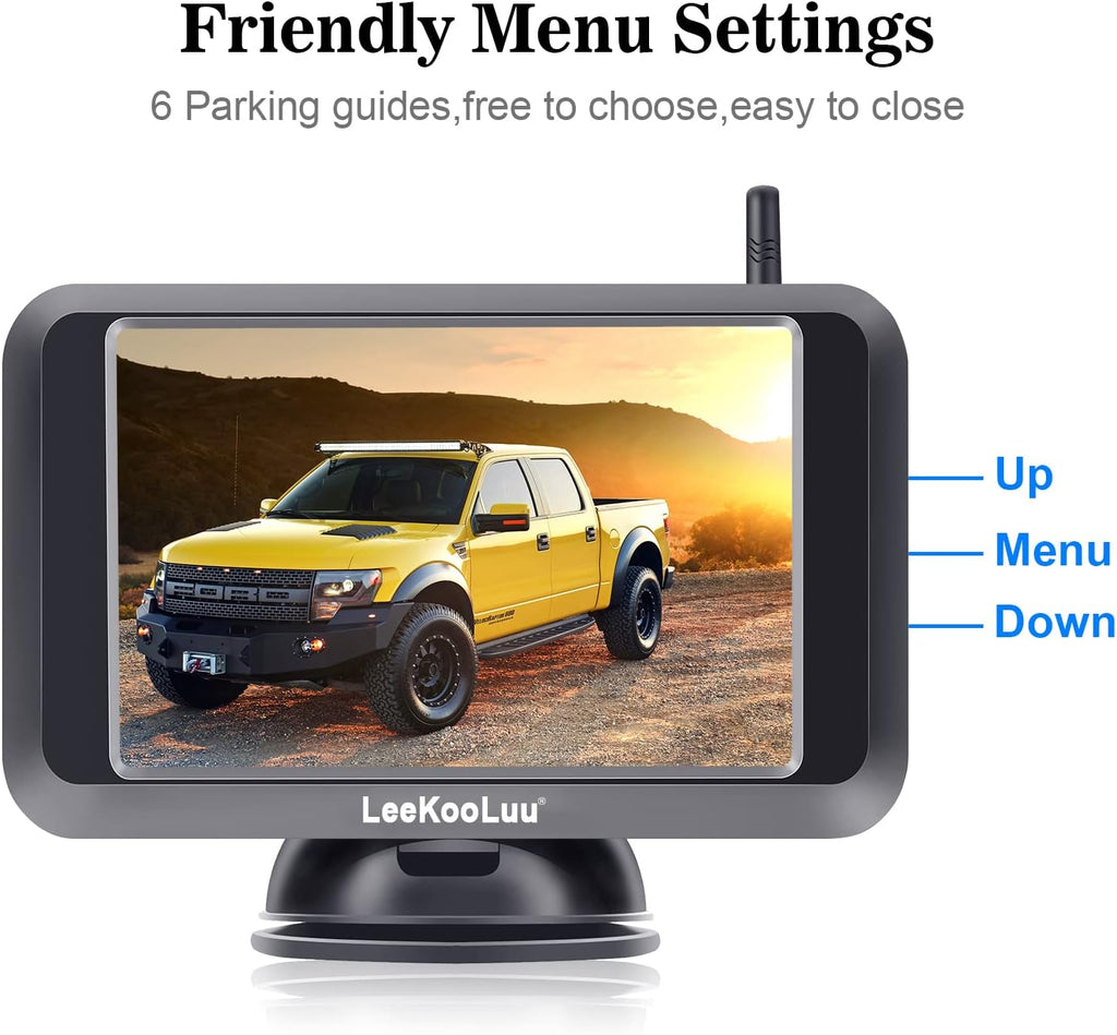Wireless Backup Camera with 5'' Monitor Full HD 1080P Bluetooth Rear View Camera P7207